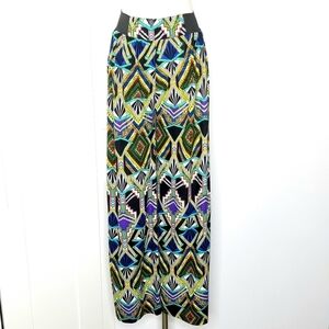 Kimberly C. ONE Size Wide Leg Geometric Design Soft Comfy Boho Palazzo Pants